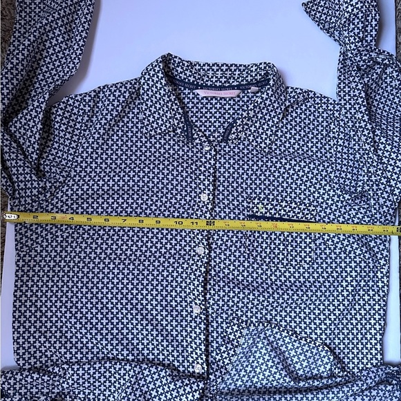 Victoria Secret Nightshirt Cotton Collared  Sz Large Button-Up Blue-White - Picture 6 of 10